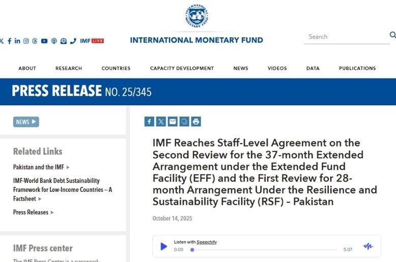 IMF Pakistan Staff Level Agreement