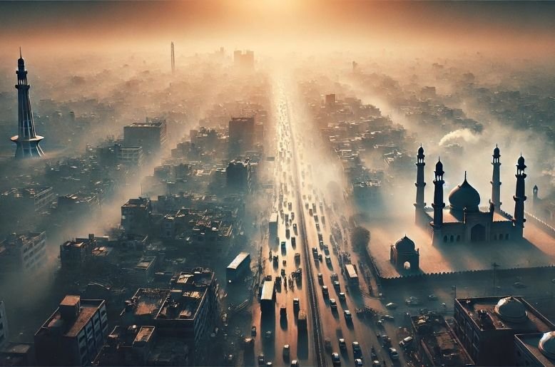 Lahore skyline under dense smog as AQI exceeds 300