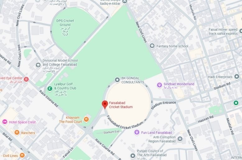 Aerial view of Iqbal Stadium, Faisalabad cricket stadium