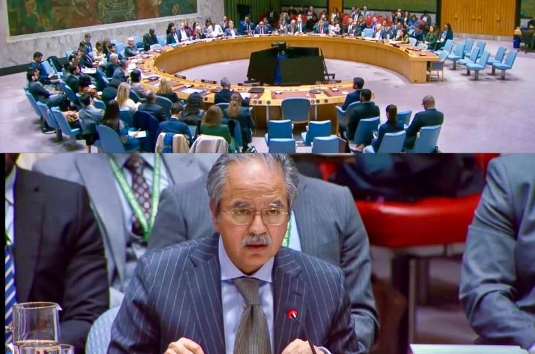 Pakistan’s UN Ambassador Asim Iftikhar Ahmad addressing the UN Security Council on the Gaza peace plan and reaffirming support for Palestine