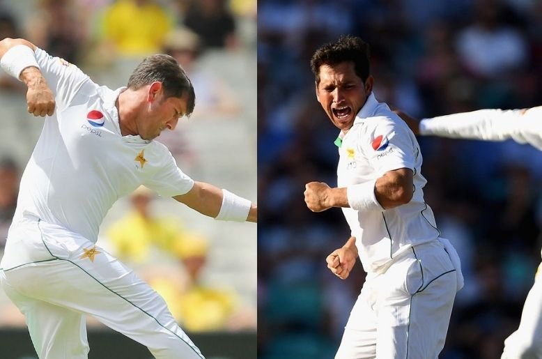 Yasir Shah bowling leg spin for Pakistan