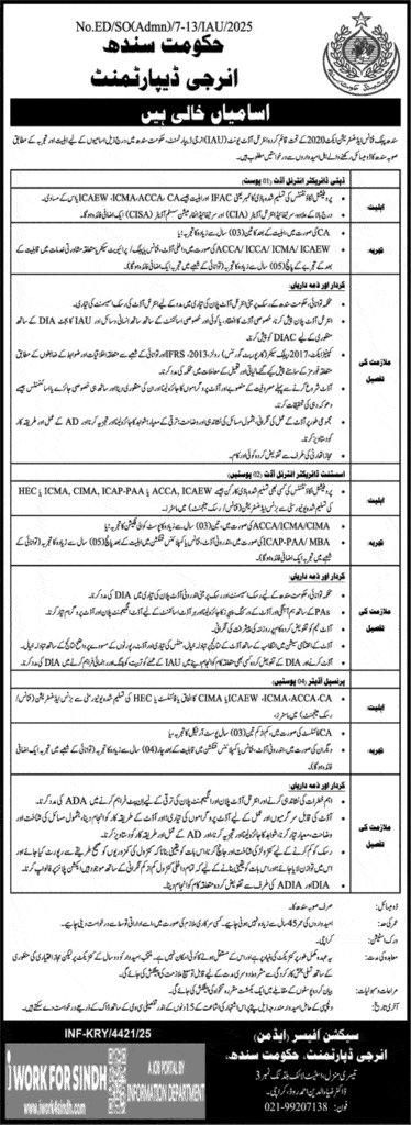 Energy Department Sindh jobs