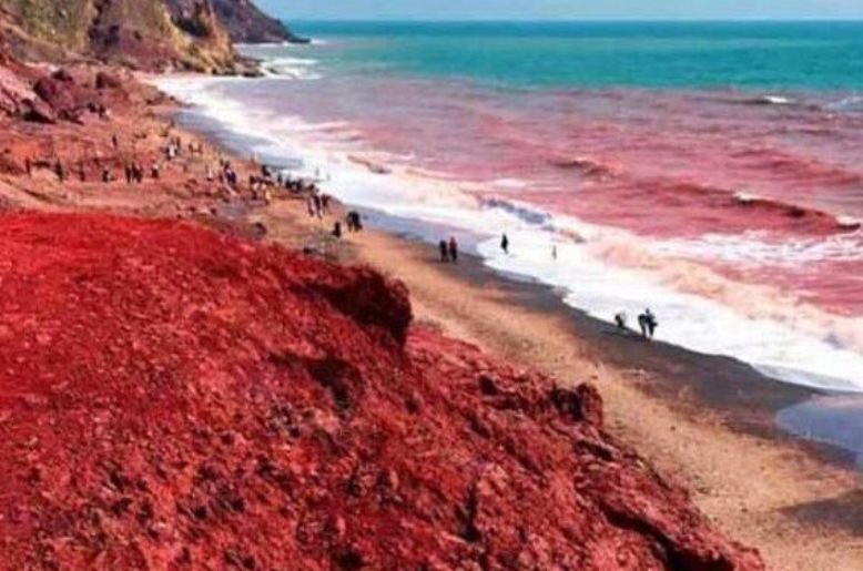 Torrential rain transforms Iran’s Hormuz Island into red