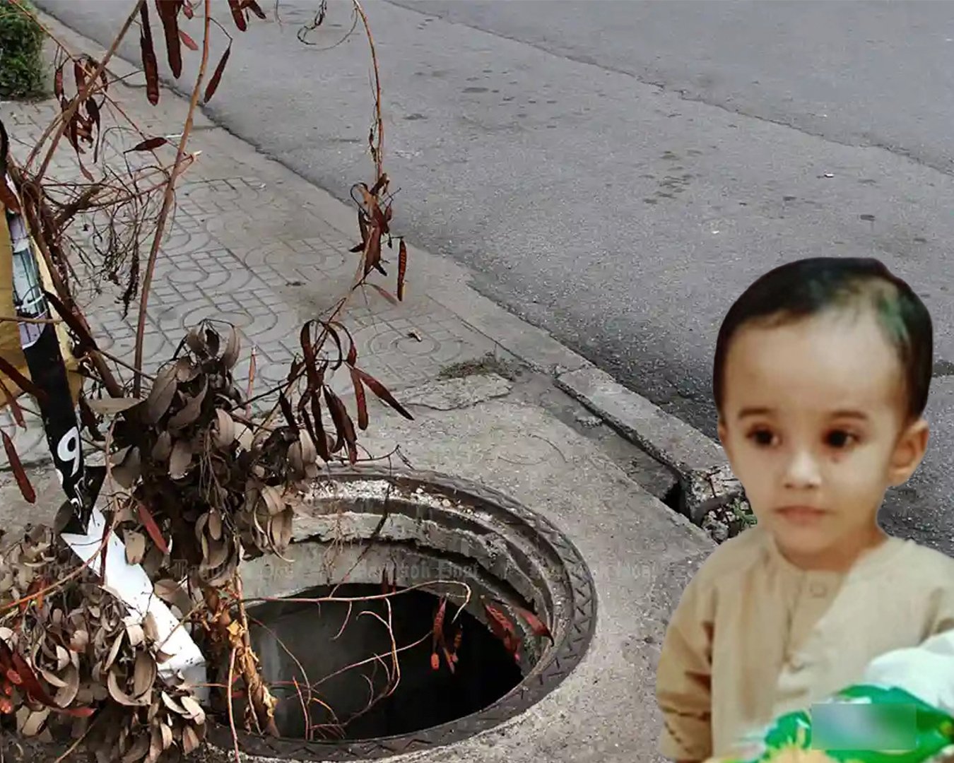 boy fell into an open manhole