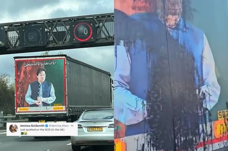 Imran Khan poster on viral UK truck vandalised