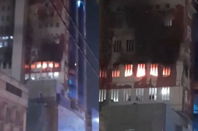 Karachi: fire breaks out in Saddar mobile market, people trapped