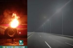 bus fire, fire in bus, motorway accident, m-2 motorway, fog updates, motorways in Pakistan, m-2 motorway fire in bus, latest fire in bus, bus accident, fire incident