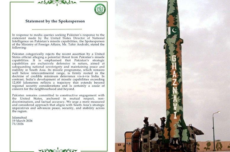 Pakistan rejects US official remarks that its missile capability poses a threat