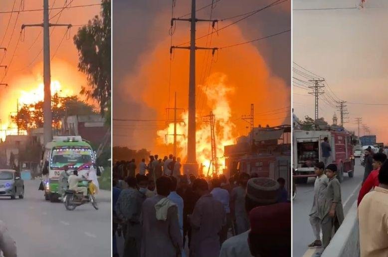 Fire erupts after gas pipeline bursts in Hattar Industrial Estate Haripur