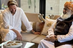 JUI-F Chief meets Shahid Afridi at his residence