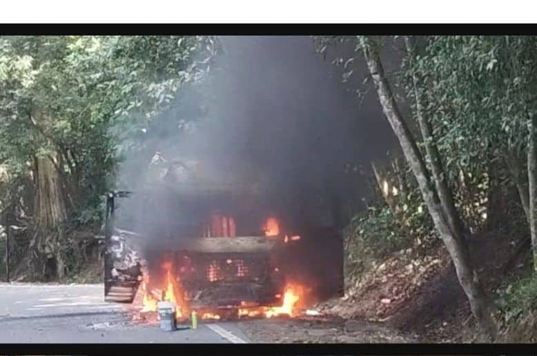 Tourist van catches fire on Murree Expressway