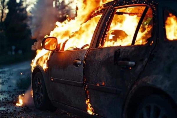 Car Erupts in Flames Outside Govt Offices in F-6