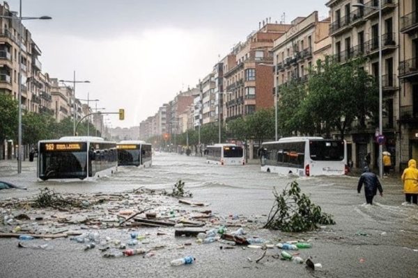 Heavy rain floods Badalona