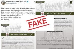 BLA's claim of attack on security forces convoy in Mastung is fake