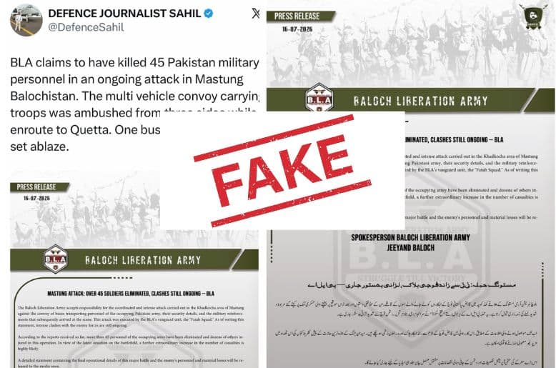 BLA's claim of attack on security forces convoy in Mastung is fake