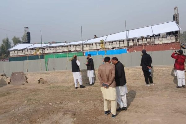 Giant board set on main stage collapses ahead of PTI Kohat rally