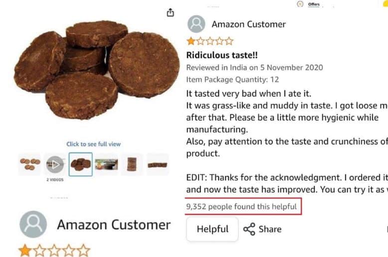 Cow dung cake review on Amazon India shocks internet