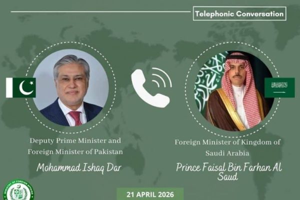 Ishaq Dar, Saudi FM discuss regional tensions, stress dialogue for peace