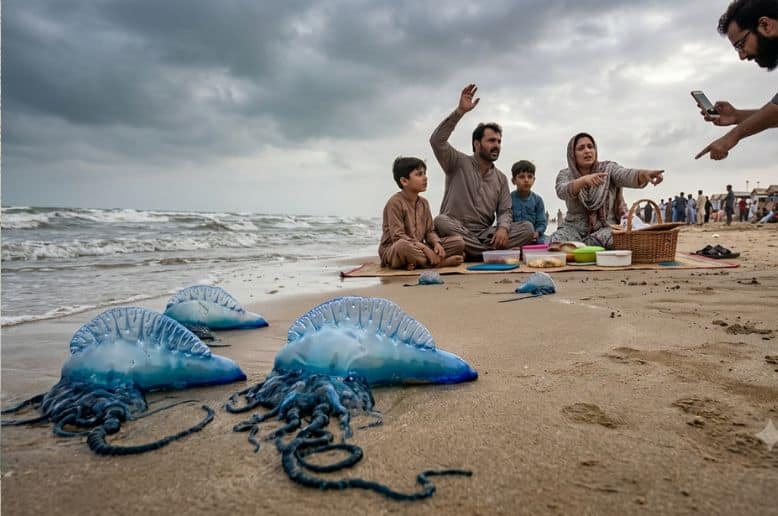 Bluebottles are back at Karachi beaches