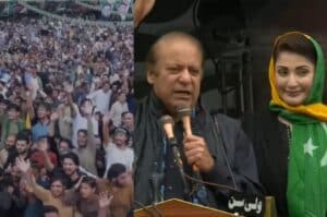 Nawaz Sharif addresses large political rally in Muzaffarabad