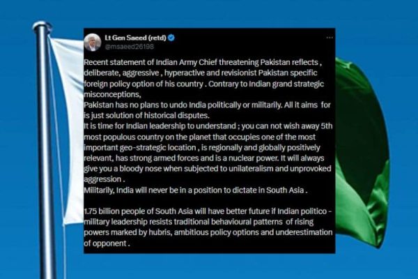 Lt Gen Saeed: Pakistan will give India a ‘Bloody Nose’ if provoked