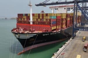 World’s largest container ship departs Karachi Port for UAE