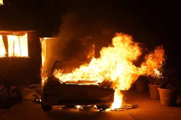 Tesla bursts into flames in LA, California, 2 people hospitalised