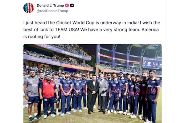 President Trump wishes US cricket team luck for T20 World Cup