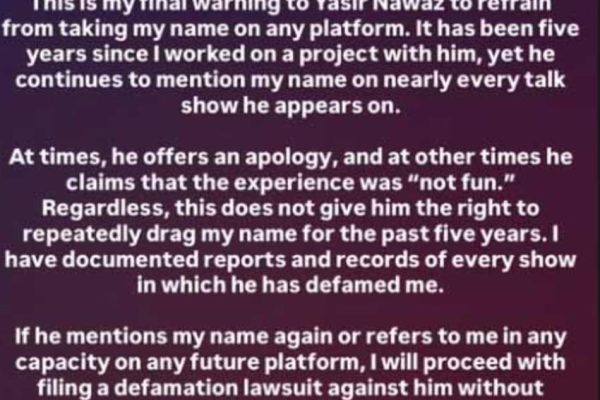 Stop mentioning my name: Alizeh Shah warns Yasir Nawaz