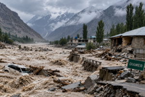 Glacier burst triggers flooding in Diamer