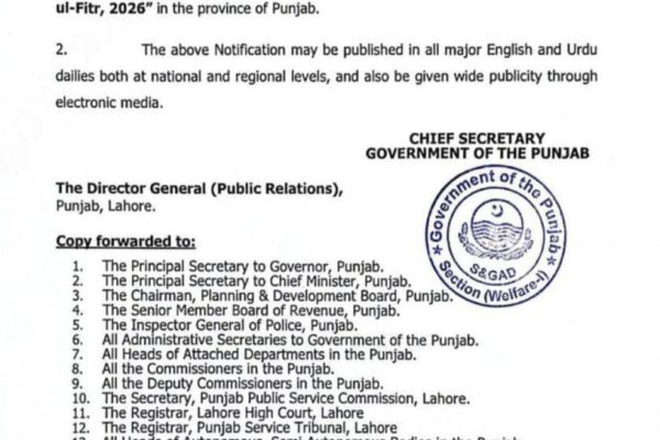 Punjab govt announces Eid holidays