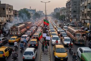 PTI protest creates traffic gridlock in Karachi