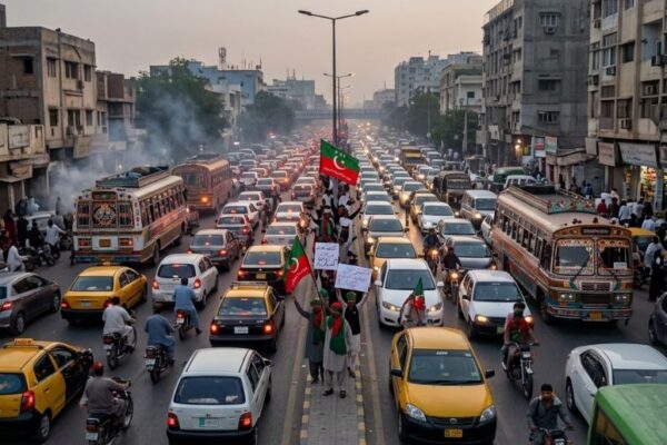 PTI protest creates traffic gridlock in Karachi