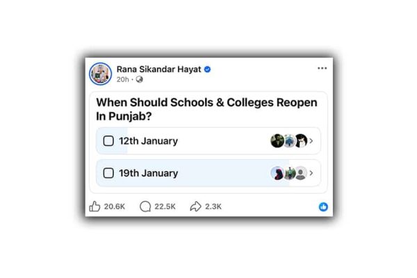 Rana Sikandar Hayat’s post adds to confusion over Punjab school opening date