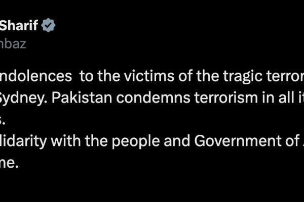 PM Shehbaz expresses deepest condolences to victims of Bondi Beach terrorist attack