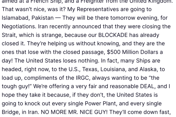US delegation is going to Islamabad tomorrow, confirms President Trump