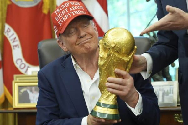 Trump trolled for lingering at Spain trophy ceremony