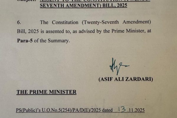 President Zardari Signs 27th Constitutional Amendment Bill