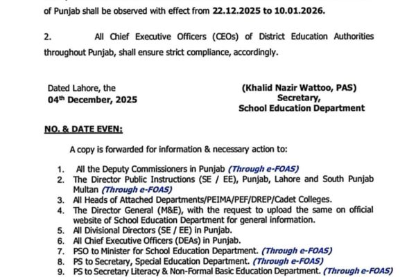 Winter Vacation Punjab: Winter Break Declared for Schools in Punjab