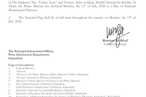 PM Shehbaz announces day of mourning on July 13 over Qatar emir’s death