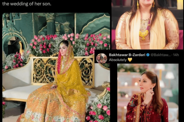 Bakhtawar Bhutto Zardari reacts to Maryam Nawaz’s outfit at her son’s wedding