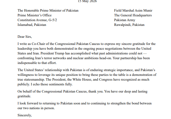 US Congressman praises Pakistan’s role in US-Iran peace talks