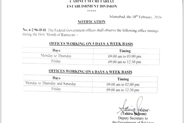 Office timings changed in Islamabad for Ramzan 2026