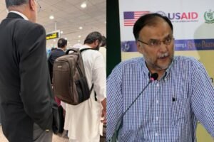 Ahsan Iqbal ditches VIP treatment at airport