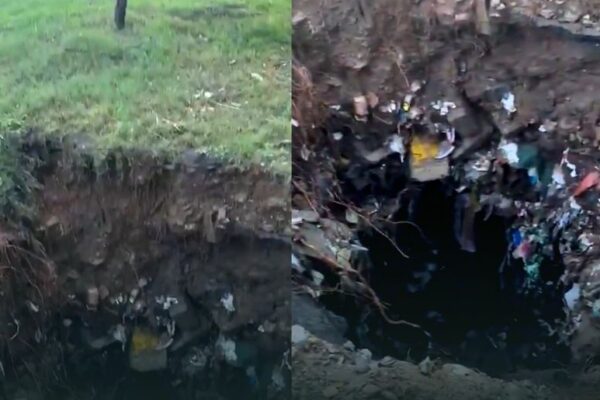 Heavy rain creates huge pothole in Islamabad F-6 sector