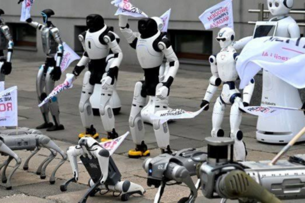30 Robots Protest Outside Poland Digital Affairs Ministry
