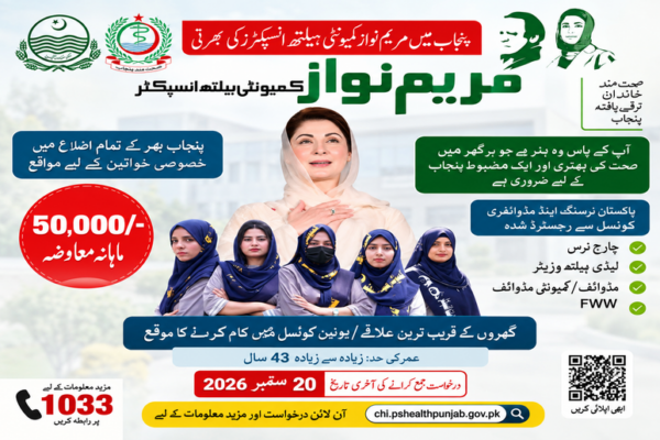 Punjab opens community health inspector vacancies for women