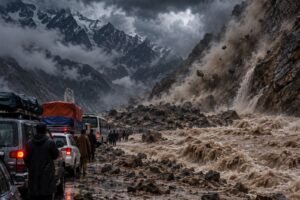 Karakoram Highway blocked after flash floods, landslide